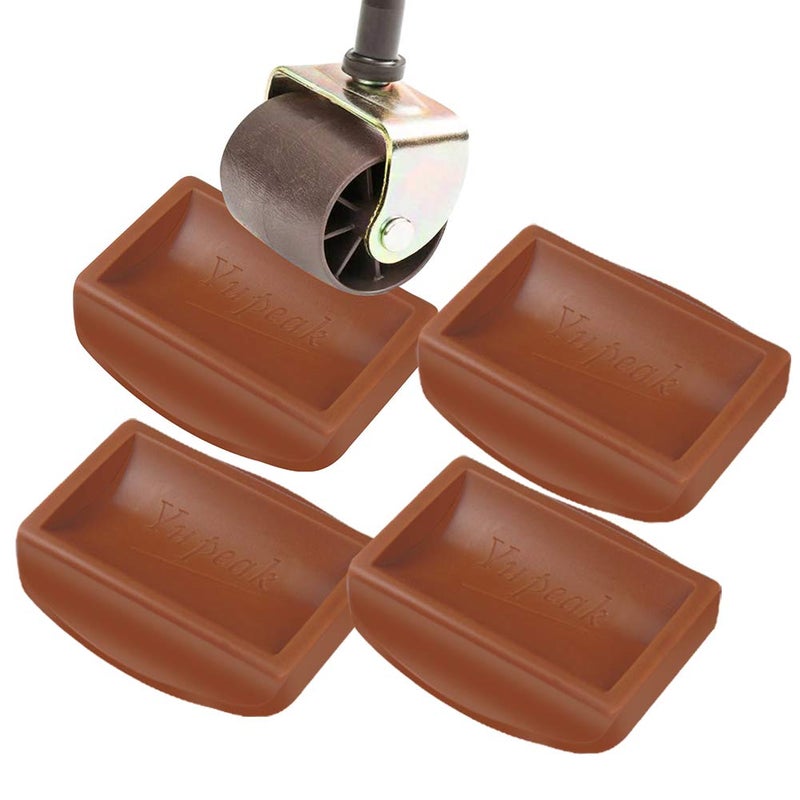 Yupeak Bed Stopper & Furniture Stopper â€“ Caster Cups fits to All Wheels of Furniture, Sofas, Beds, Chairs â€“ Furniture Cups Made up of Solid Silicone and Prevents Scratches 4PACK (4PACKï¼ˆDark Brown) - Image 1